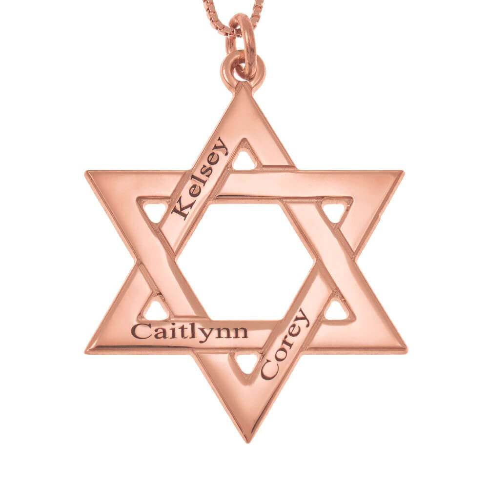 Personalized Star of David Necklace in Rose Gold Plating
