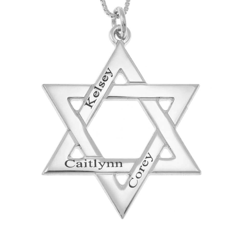 Personalized Star of David Necklace in 925 Sterling Silver