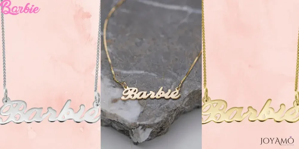 Personalized Barbie Necklace in Sterling Silver and Gold Plating