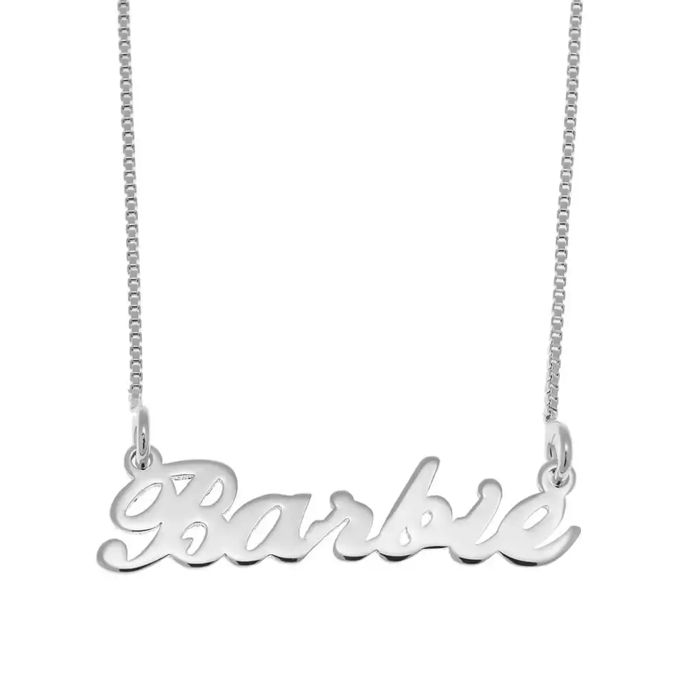 Barbie Name Plate Necklace in Sterling Silver