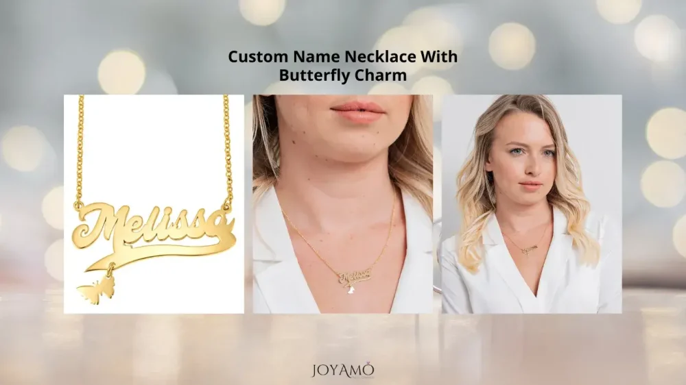 Custom Name Necklace With Butterfly Charm