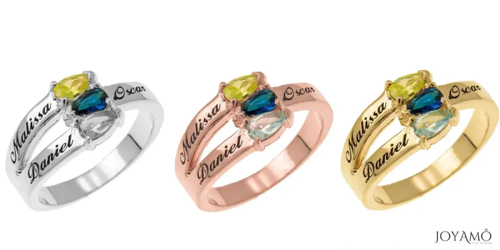 Personalized mothers ring 3 stones