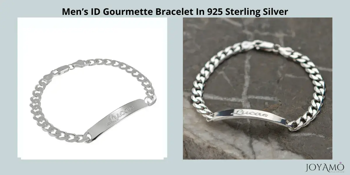 Men’s ID Gourmette Bracelet In 925 Sterling Silver