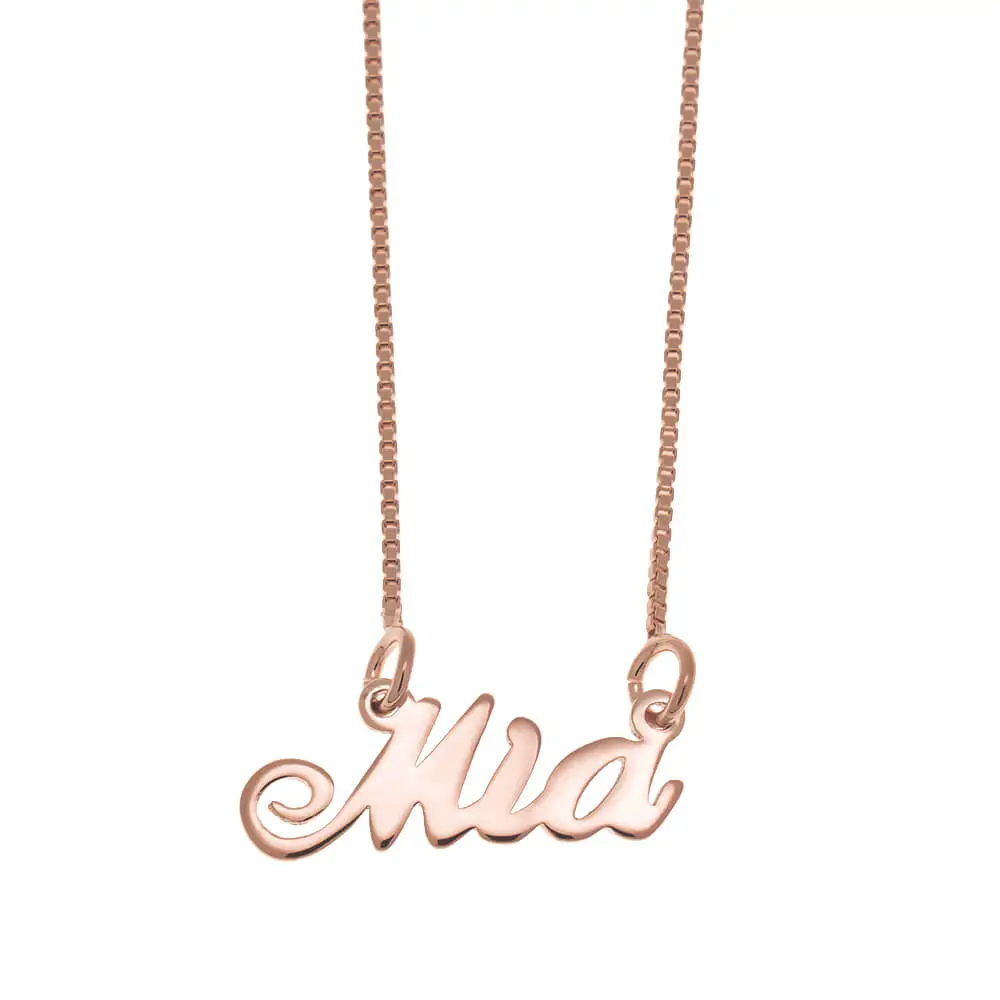Custom Name Plate Necklace in Rose Gold Plating