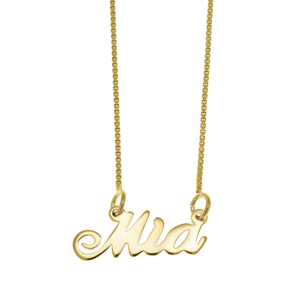 Custom Name Plate Necklace in Yellow Gold Plating