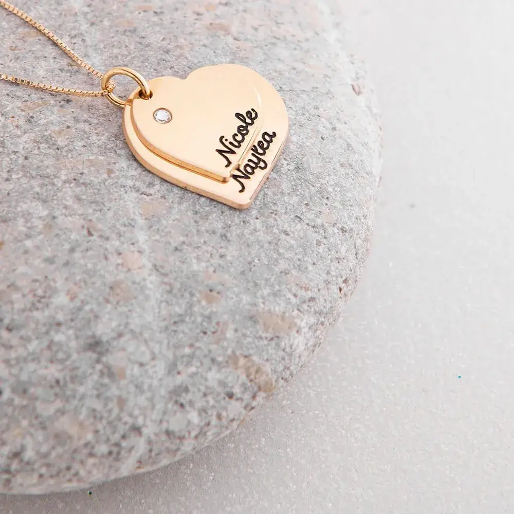 Mother Layers Heart Necklace In 18K Gold Plating  