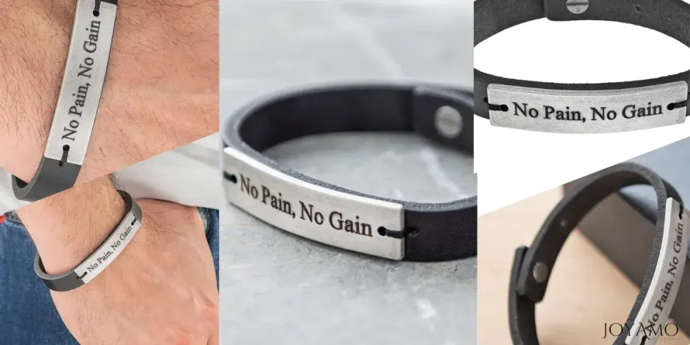 Personalized Leather Cuff Bracelet With Stainless Steel 