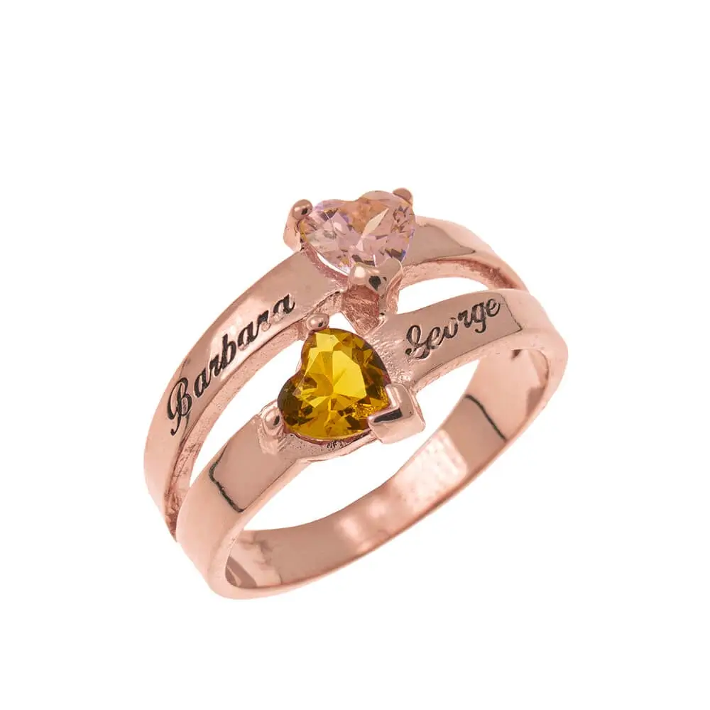Personalized Heart-Shaped Birthstone Ring