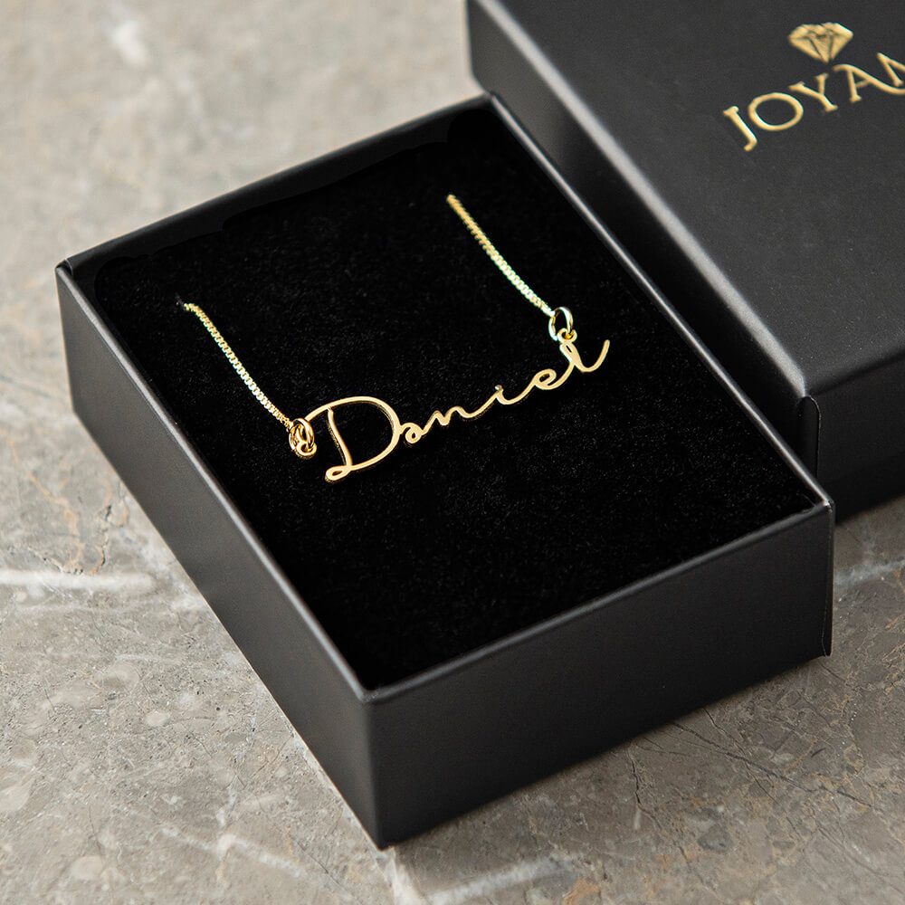 Personalized Name Plate Necklace in Sterling silver, Rose Gold Plating, and Yellow Gold Plating