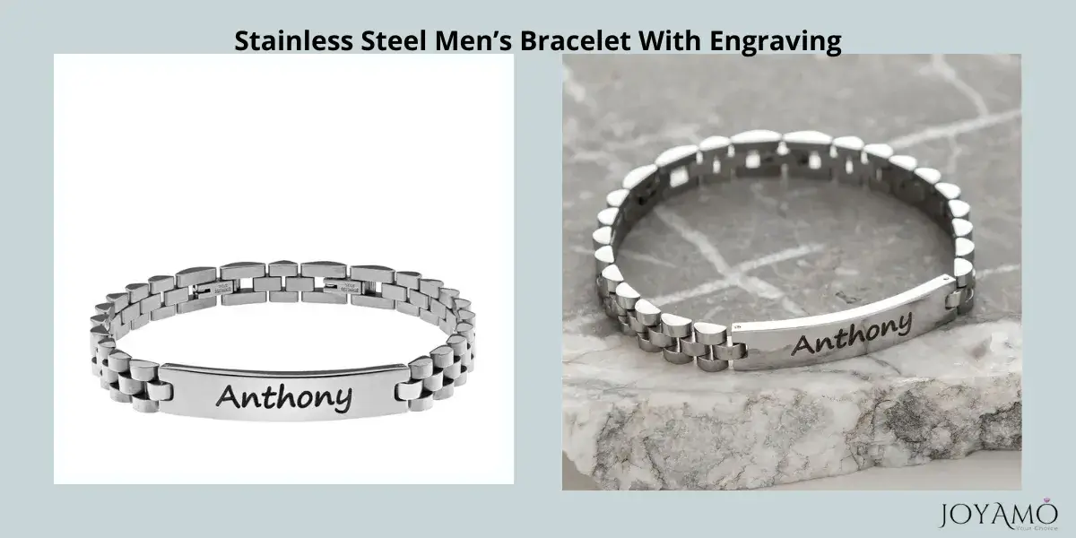 Stainless Steel Men’s Bracelet With Engraving