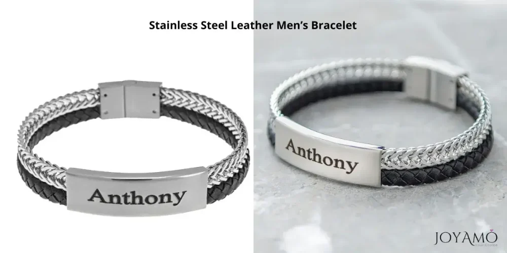 Stainless Steel Leather Men’s Bracelet 