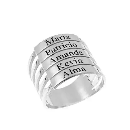 Five Stackable Name Ring