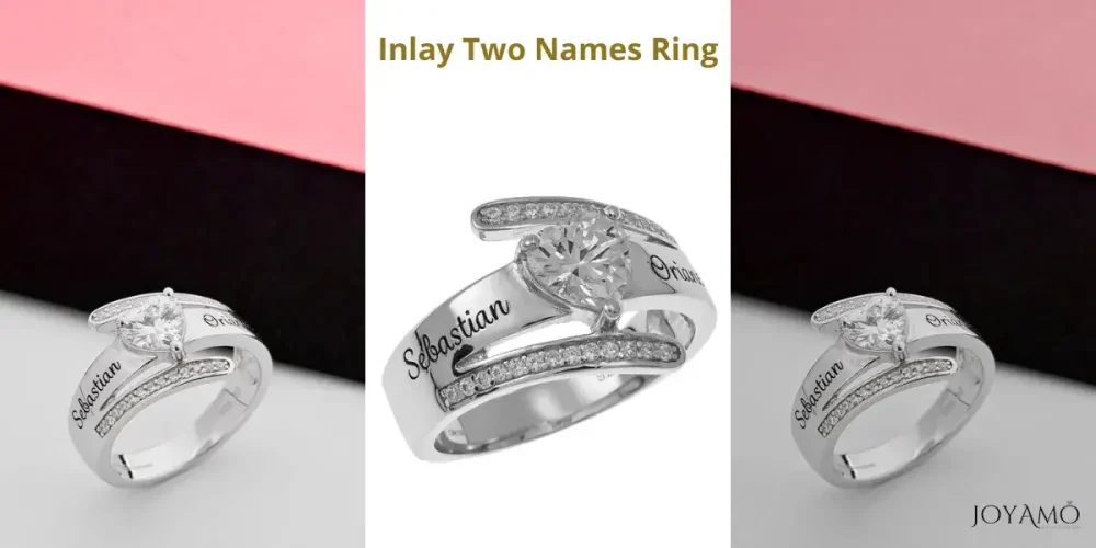Inlay Two Names Ring
