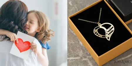 Personalized Mom Heart Necklace With Birthstones