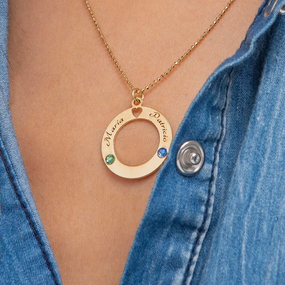 Circle Of Love Necklace With Birthstones