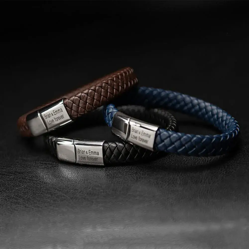 Classic Men’s Leather Bracelet – Stainless Steel 316