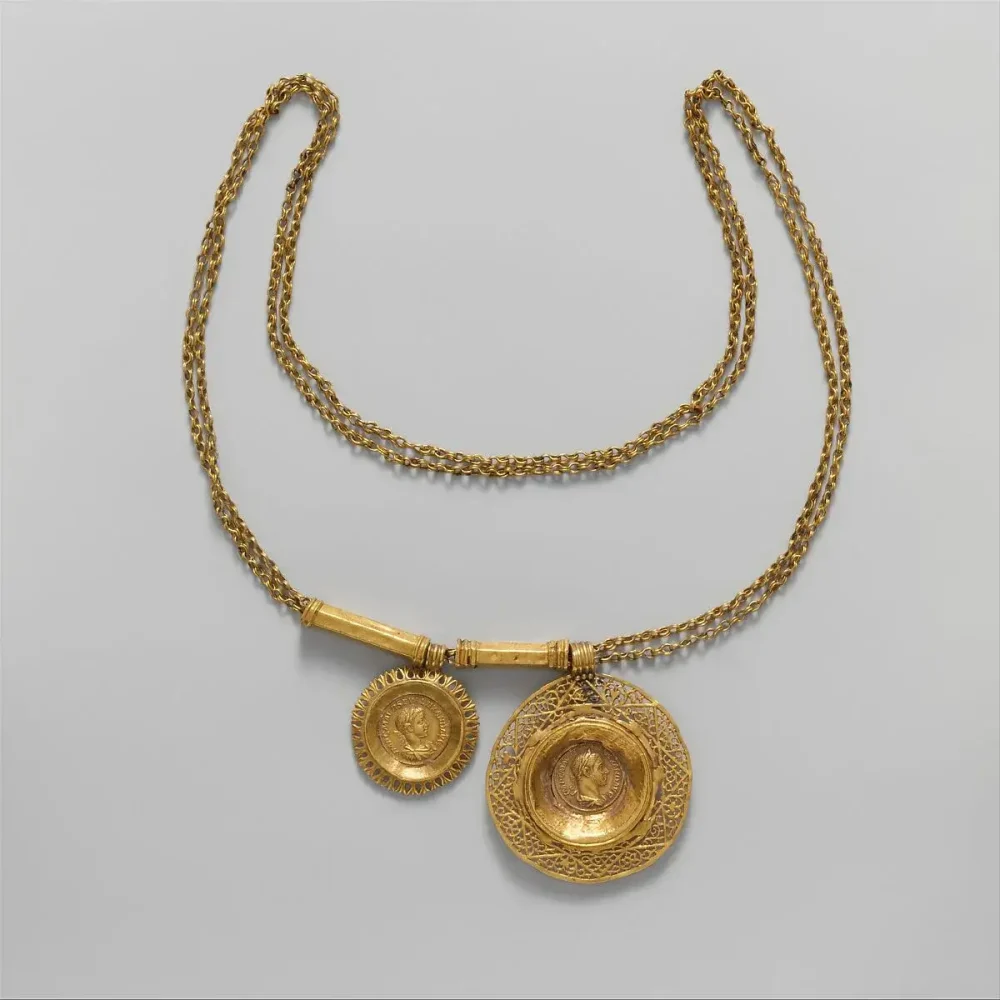 Gold necklace with coin pendants
Roman, 3rd century CE