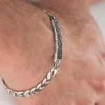Inlay Gourmette Bracelet In 925 Sterling Silver