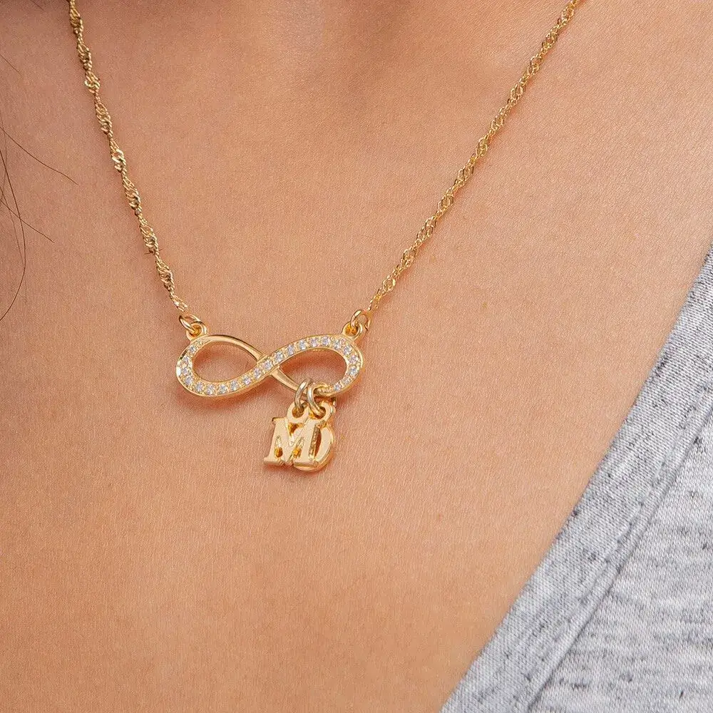 Infinity Necklace With Initial Charms