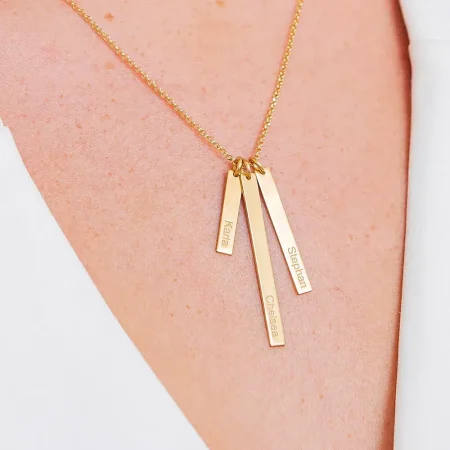Mix Engrave Vertical Bar Necklace For Mom