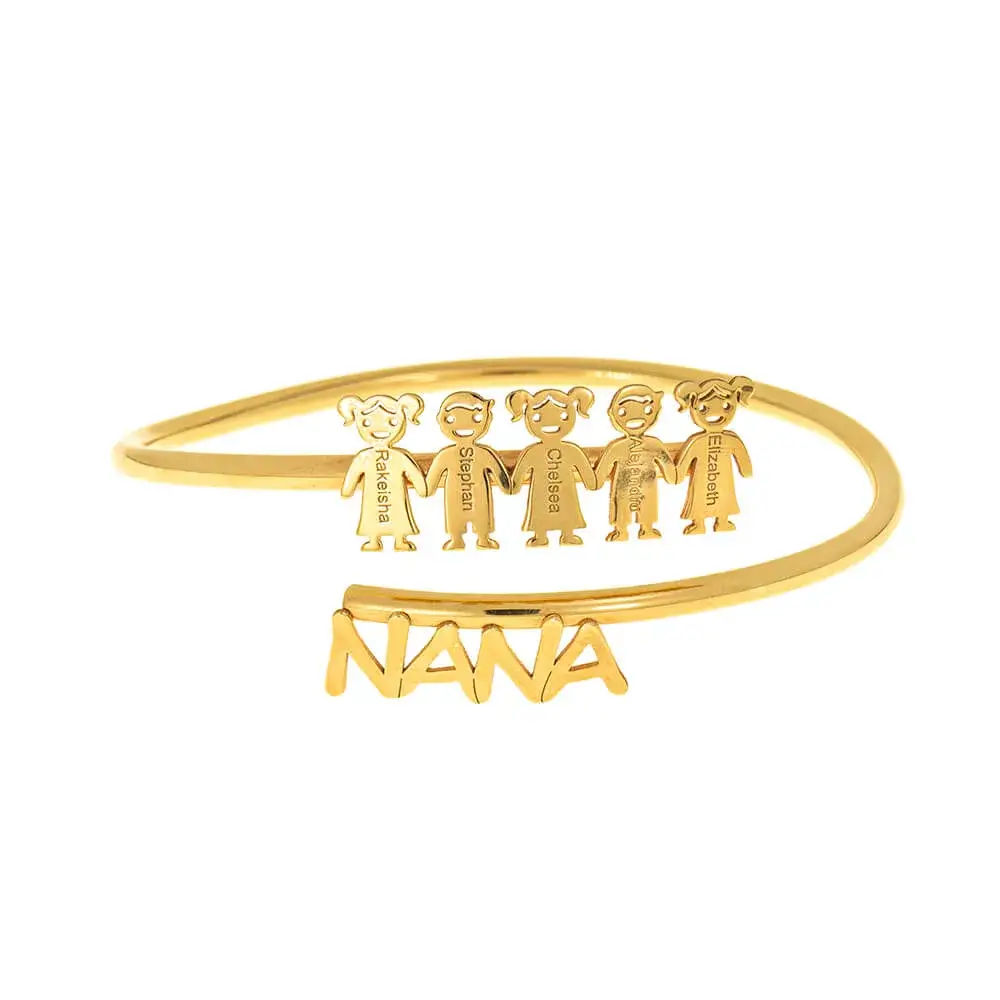 Open Cuff Nana Bracelet With Children Names