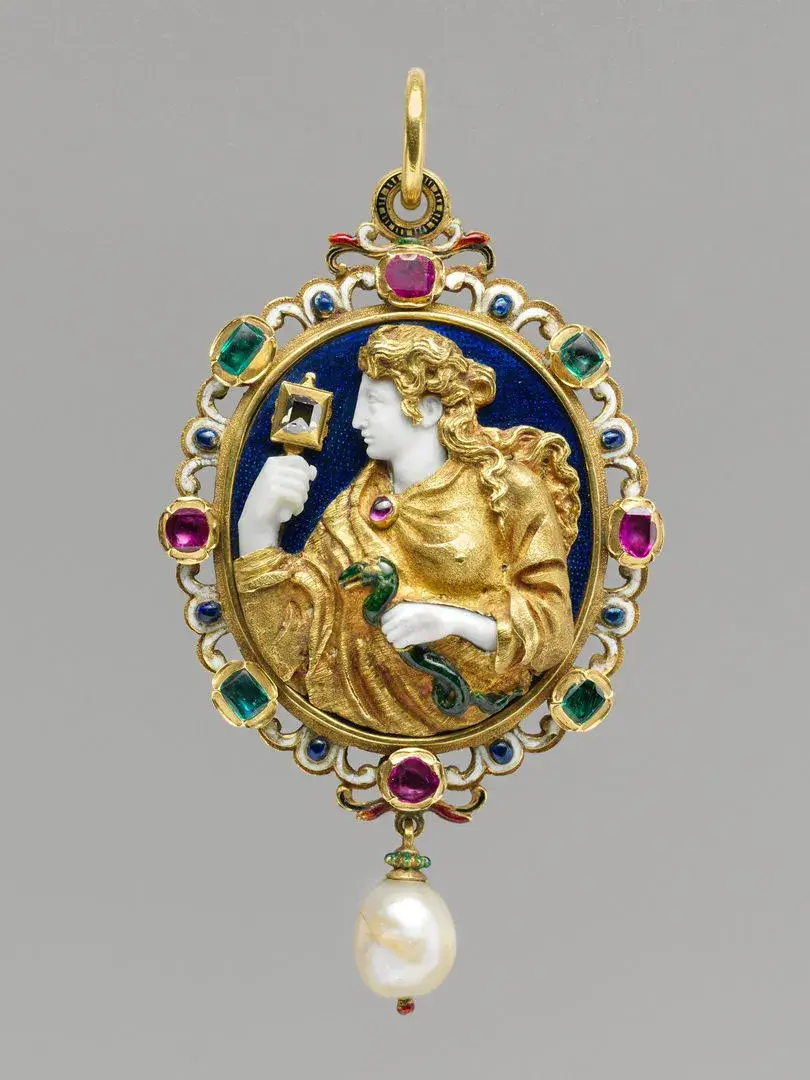  Gold Pendant with the figure of Prudence, French, second half 16th century