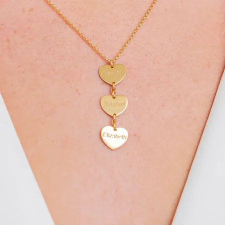 Name Necklace With Vertical Dangle Heart