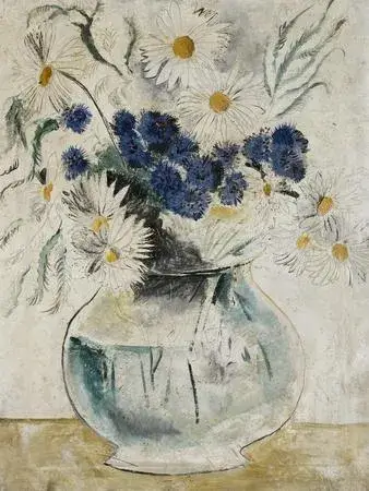 Daisies and Cornflowers in a Glass Bowl by Christopher Wood