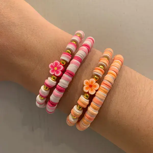  Clay Bracelet with Flower Charms