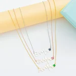 Initial Heartbeat Necklace With Birthstone
