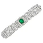 Van Cleef & Arpels Art Deco Emerald and Diamonds Bracelet, pic by Christie's Auction House
